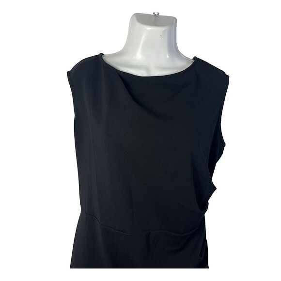 Miusol Dress XL Black Sleeveless Sheath Ruched Side Scoop Neck Midi Stretch - Picture 8 of 8